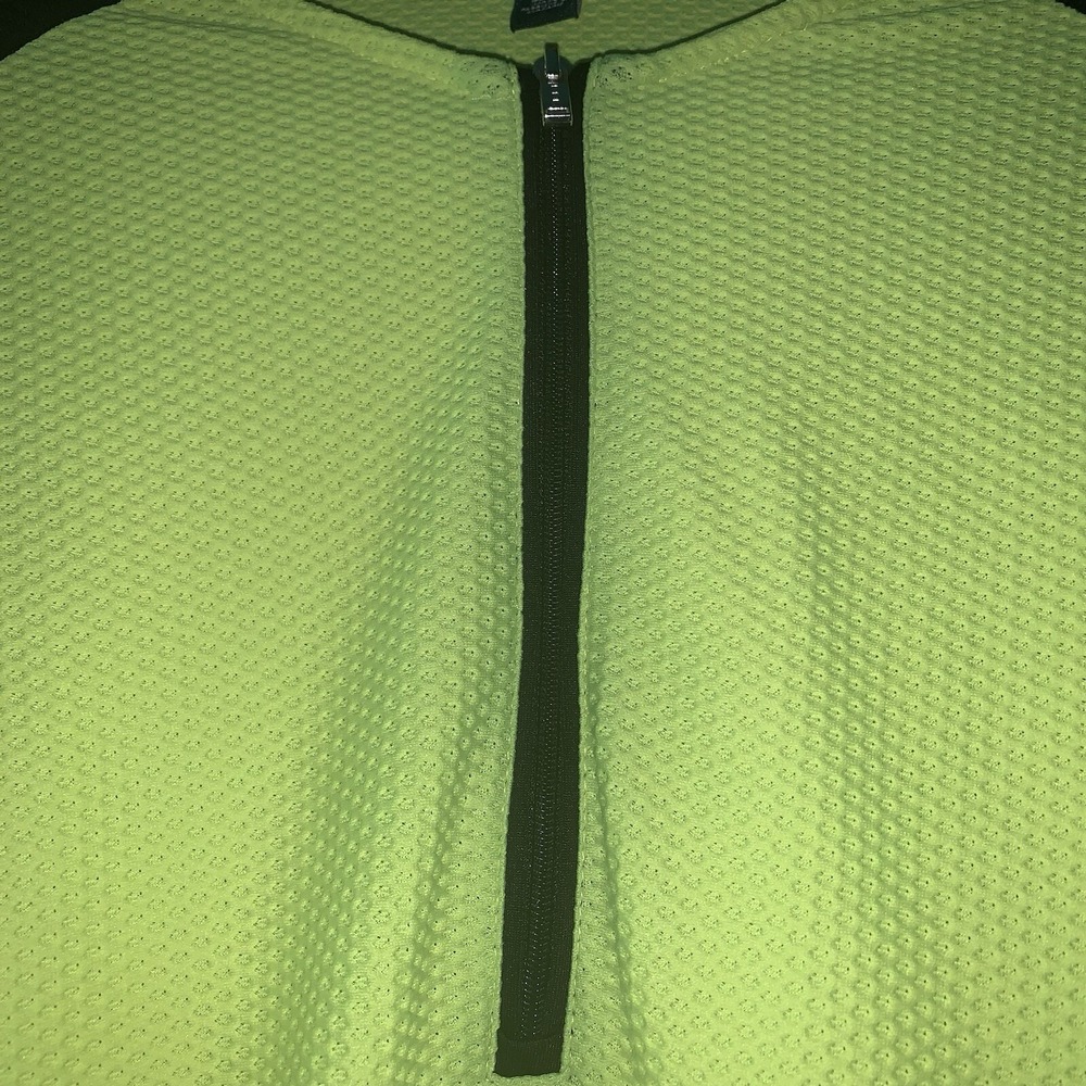 Lauren Ralph Lauren Green Label Large Waffle Knit Top Neon Yellow & Black1/4Zip - Picture 3 of 9